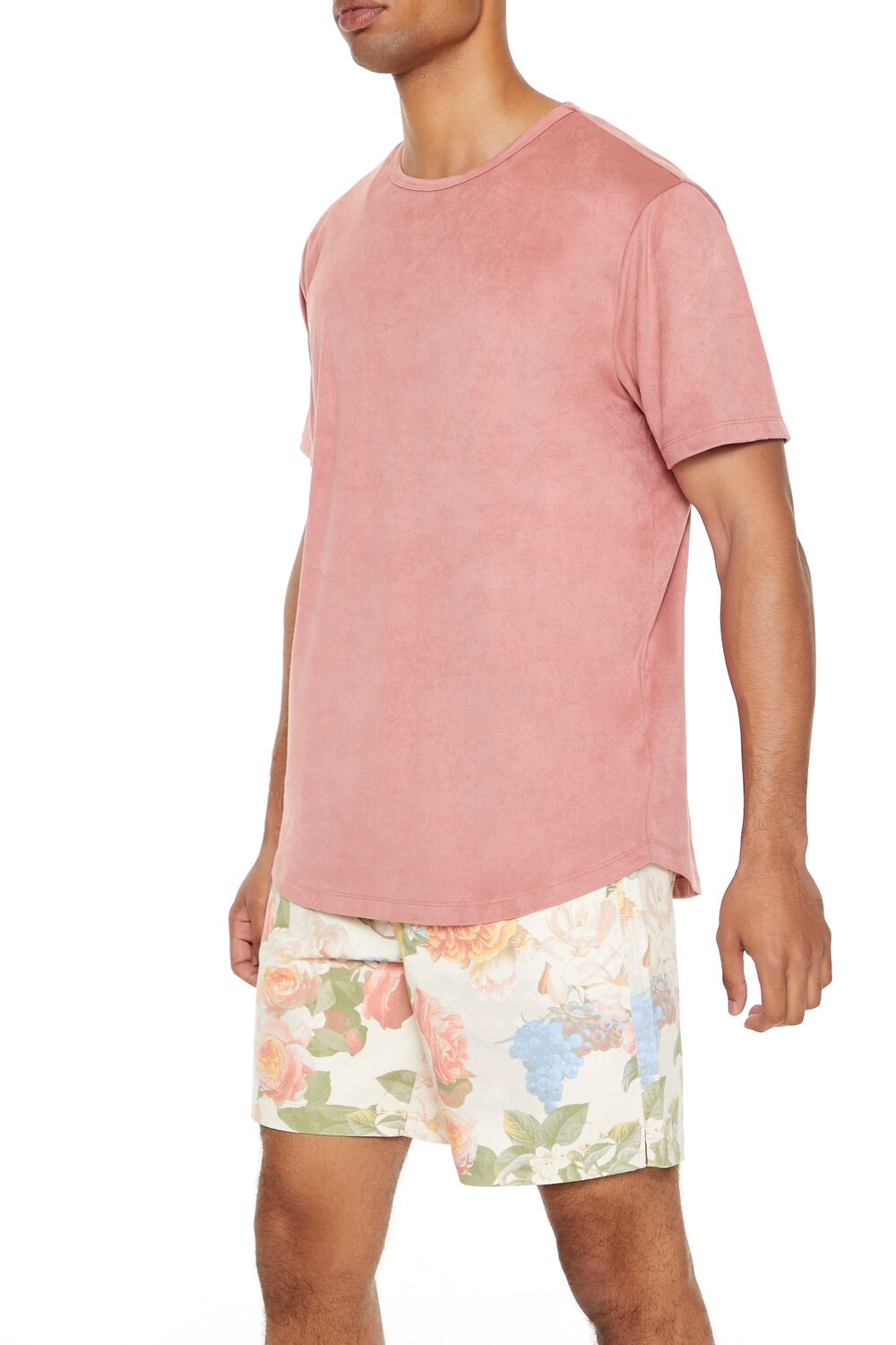  Forever 21 Velour Curved-Hem Tee - sugarplum - Bonton