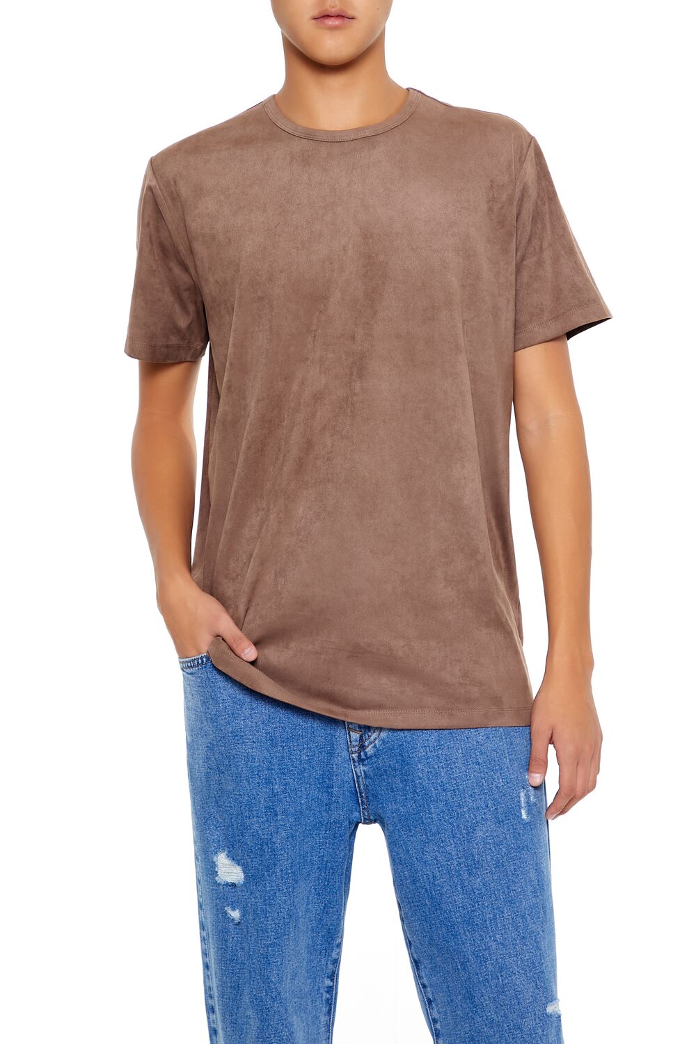  Forever 21 Velour Curved-Hem Tee - sugarplum - Bonton
