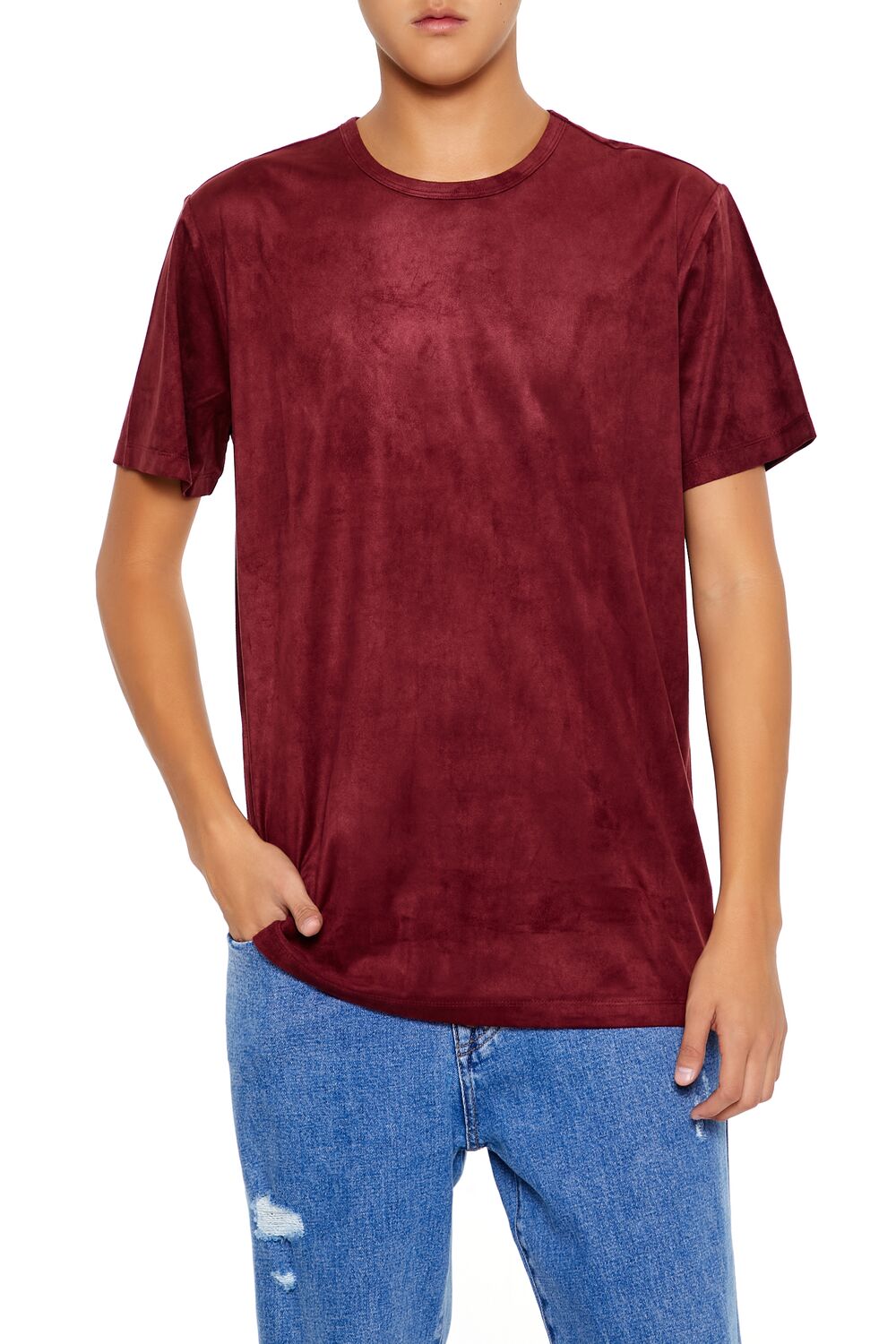  Forever 21 Velour Curved-Hem Tee - sugarplum - Bonton