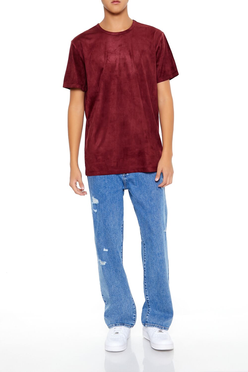  Forever 21 Velour Curved-Hem Tee - sugarplum - Bonton