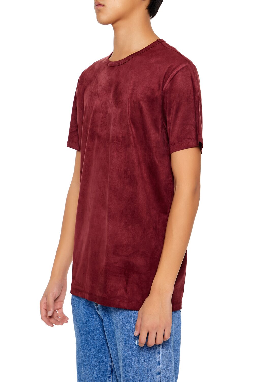  Forever 21 Velour Curved-Hem Tee - sugarplum - Bonton