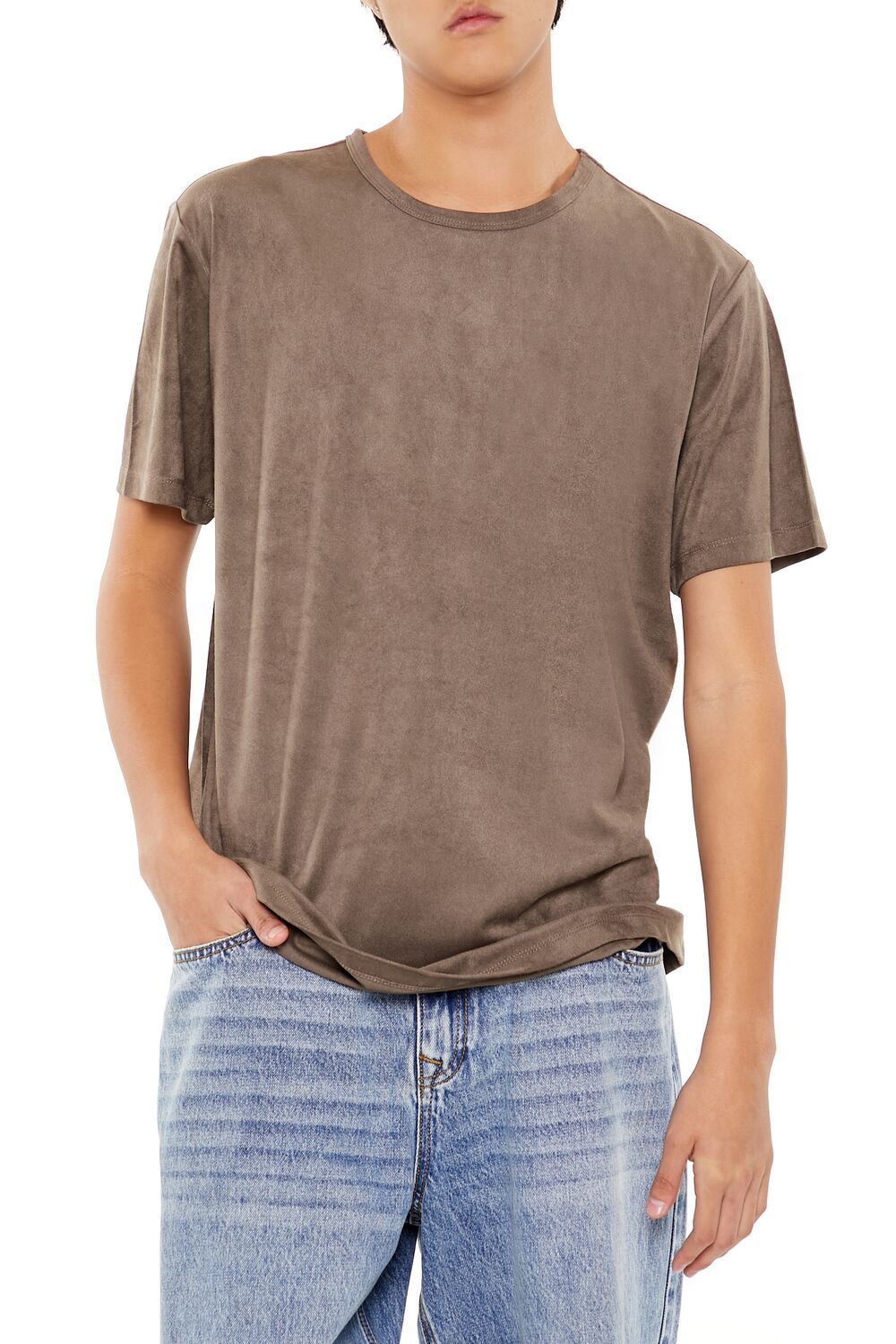 Forever 21 Velour Curved-Hem Tee - sugarplum - Bonton