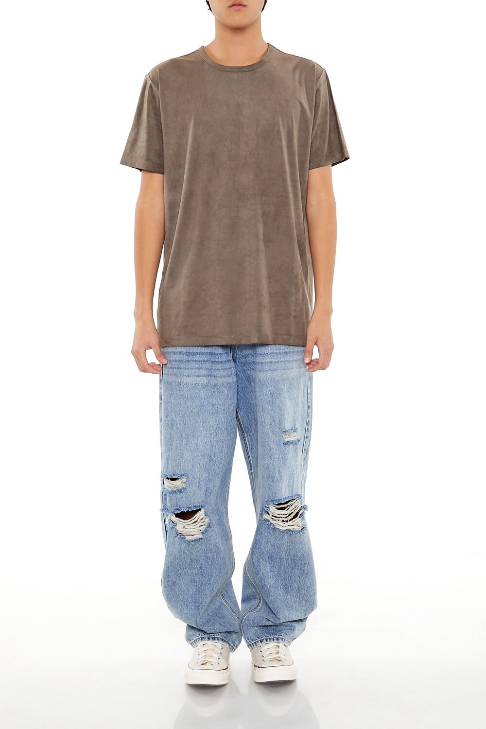  Forever 21 Velour Curved-Hem Tee - sugarplum - Bonton