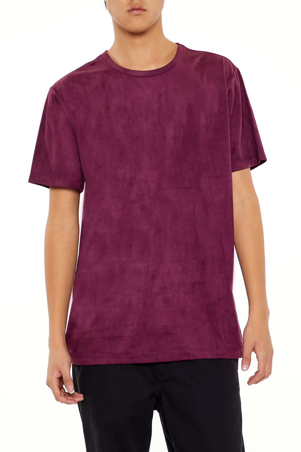  Forever 21 Velour Curved-Hem Tee - sugarplum - Bonton