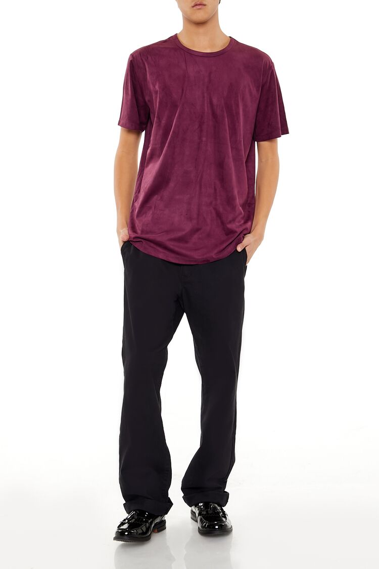  Forever 21 Velour Curved-Hem Tee - sugarplum - Bonton
