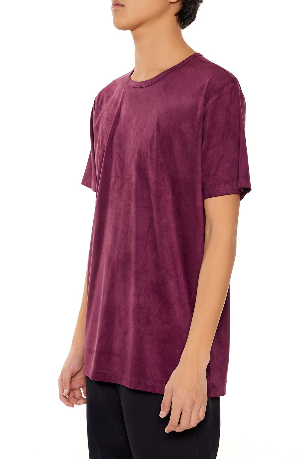  Forever 21 Velour Curved-Hem Tee - sugarplum - Bonton