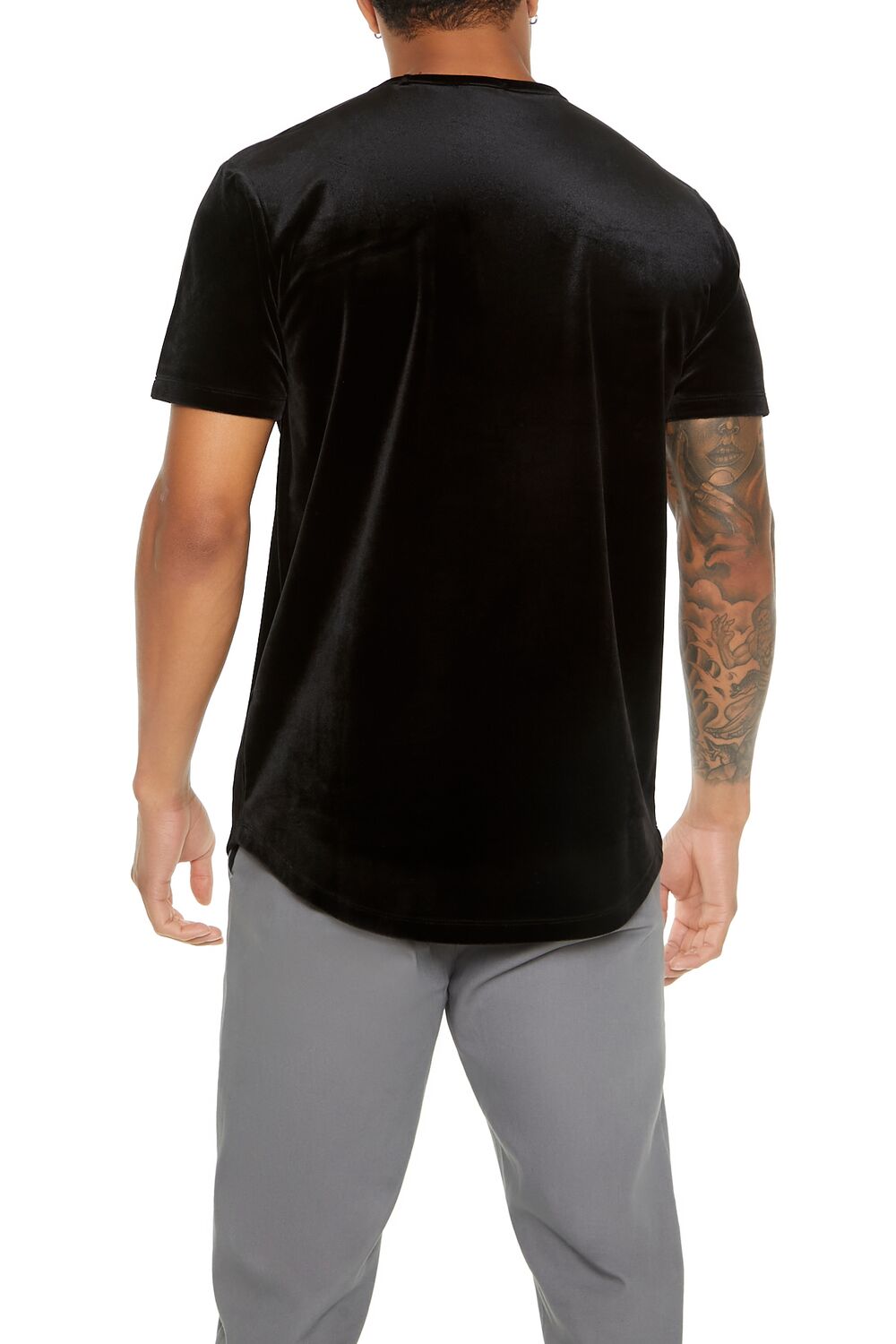  Forever 21 Velour Curved-Hem Tee - black - Bonton