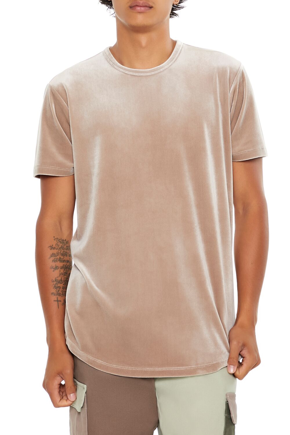  Forever 21 Velour Curved-Hem Tee - black - Bonton
