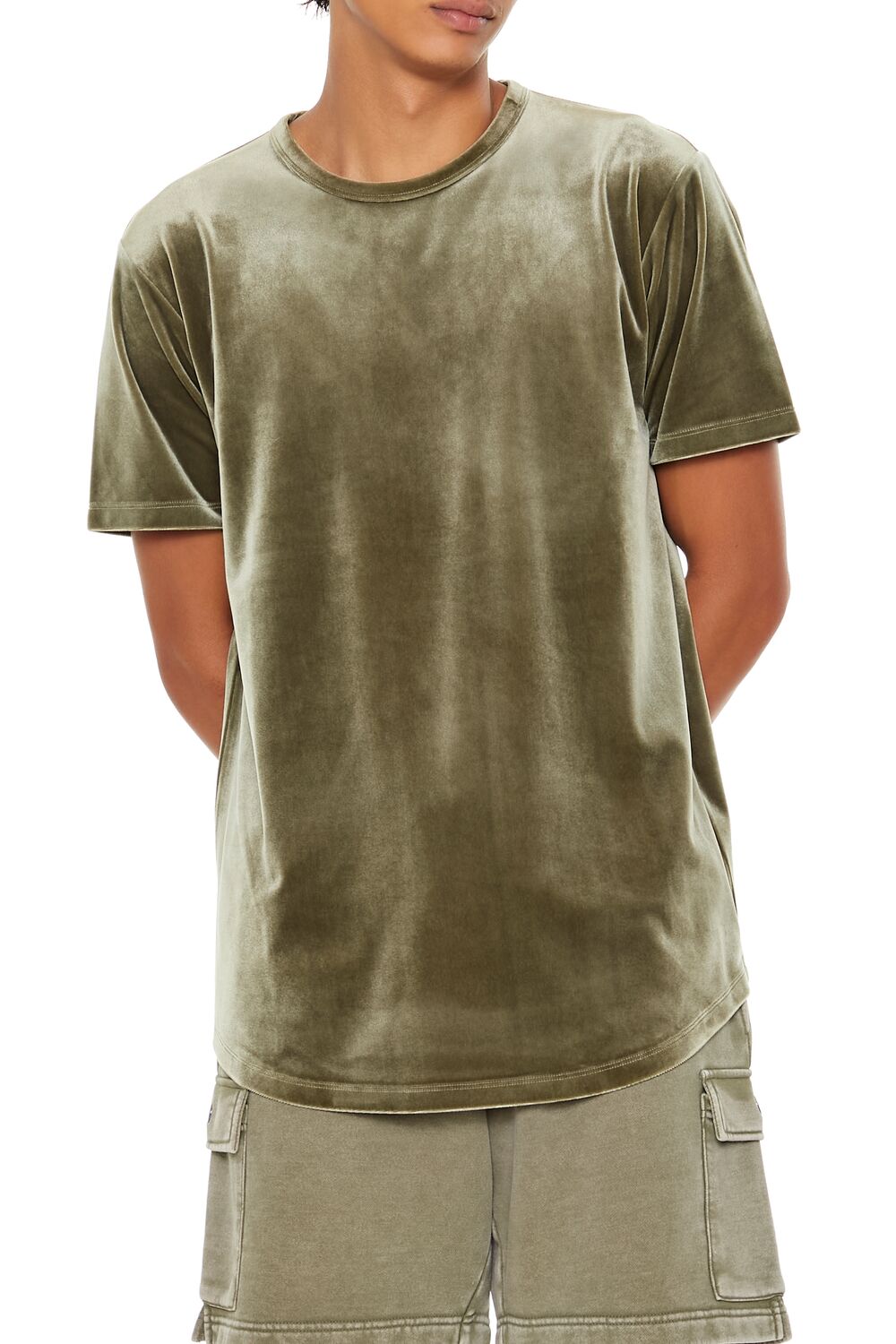  Forever 21 Velour Curved-Hem Tee - black - Bonton