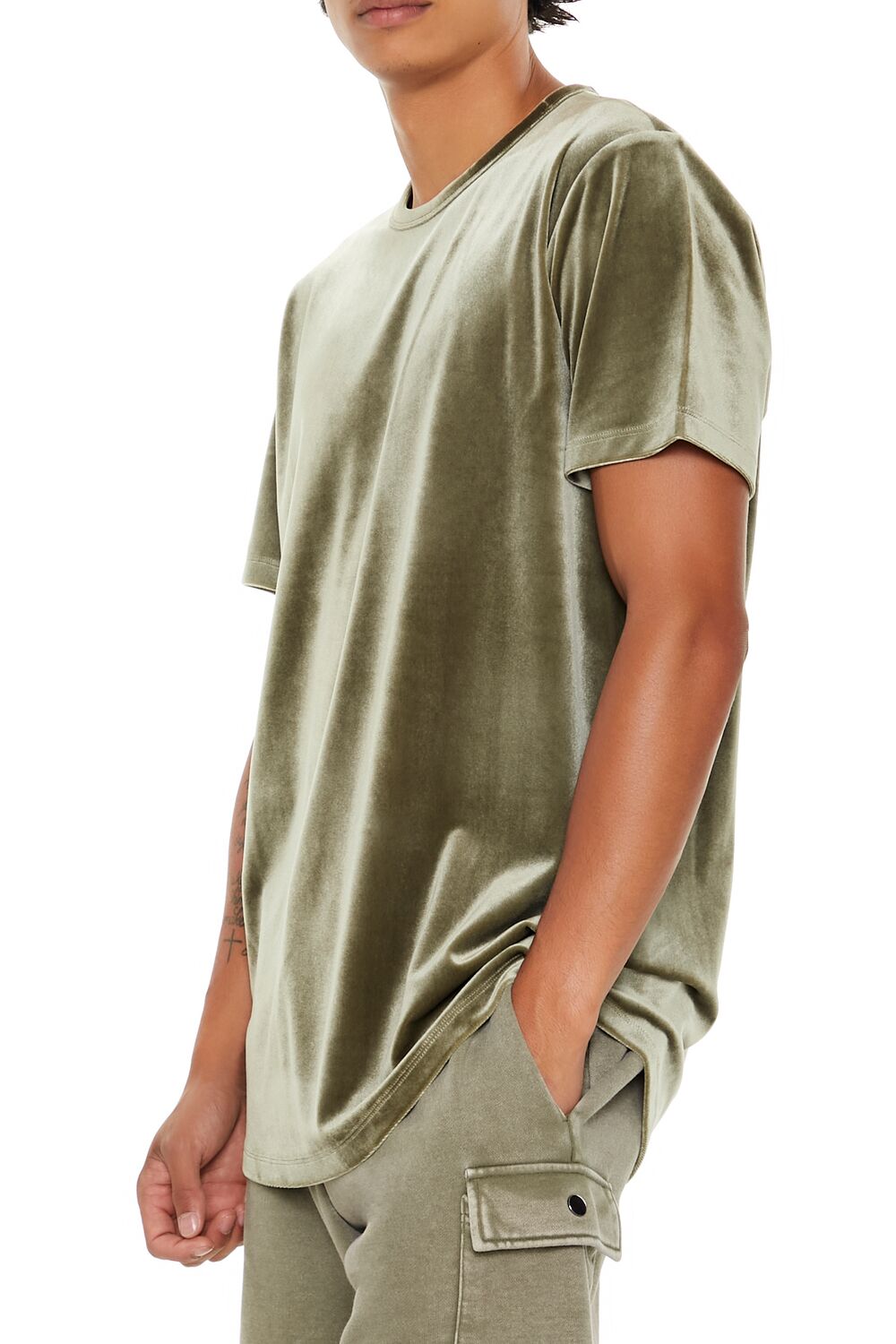 Forever 21 Velour Curved-Hem Tee - black - Bonton