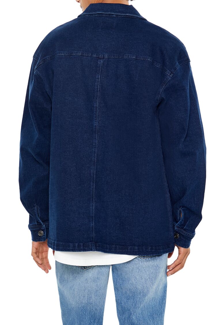  Forever 21 Denim Drop-Sleeve Shacket - medium-denim - Bonton