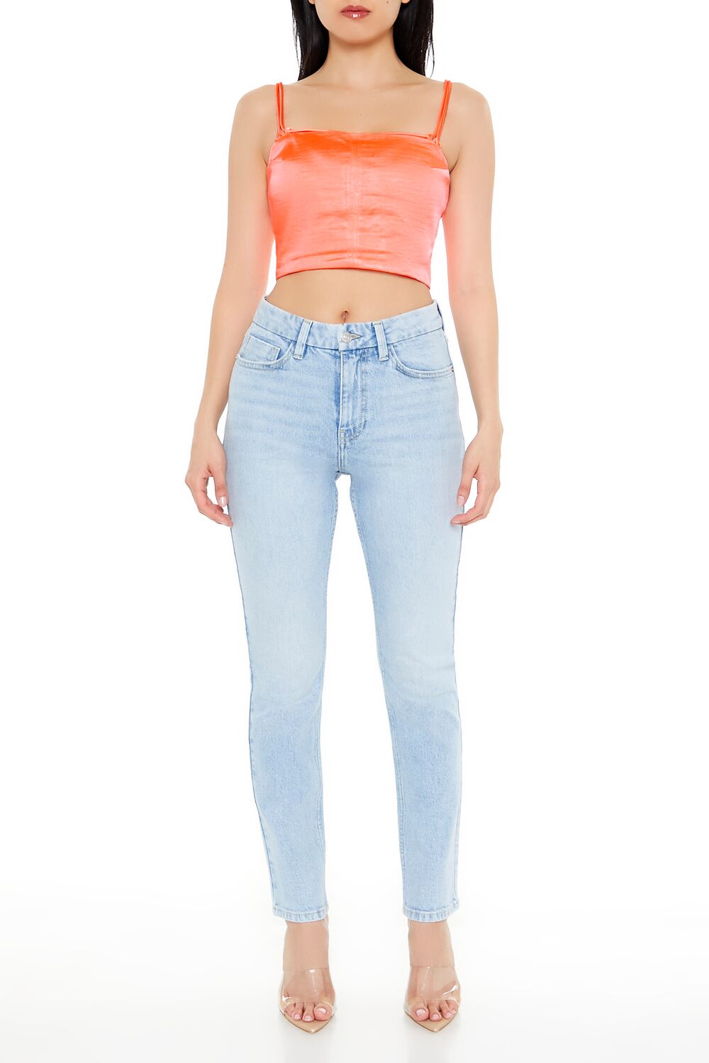  Forever 21 Satin Cropped Cami - coral - Bonton