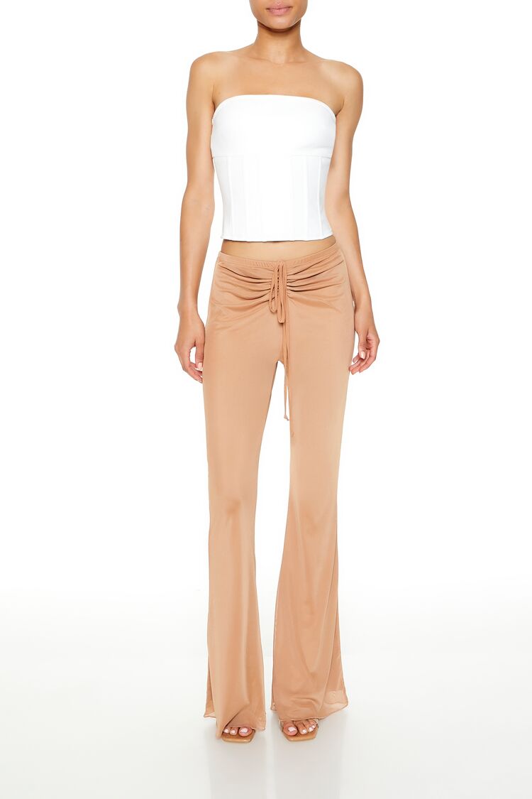  Forever 21 Ruched Drawstring Mesh Pants - camel - Bonton