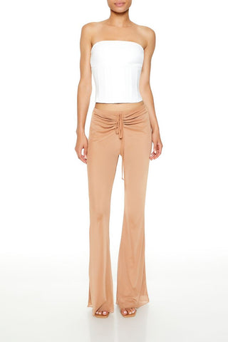 Ruched Drawstring Mesh Pants