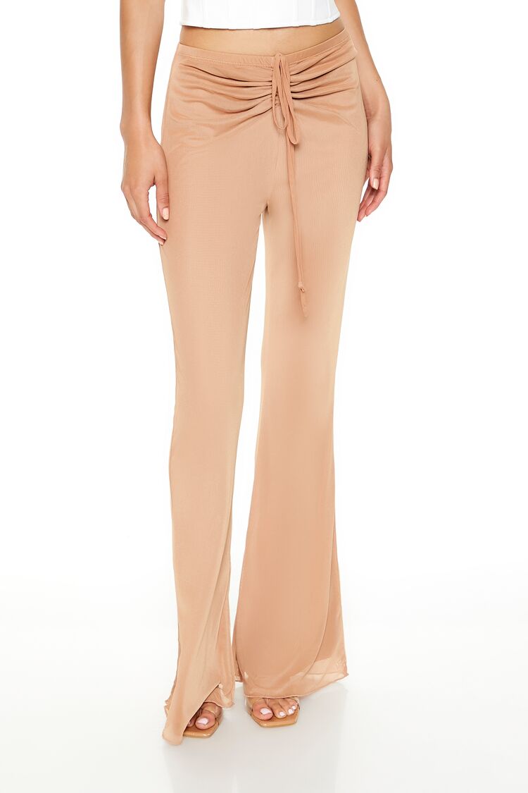  Forever 21 Ruched Drawstring Mesh Pants - camel - Bonton