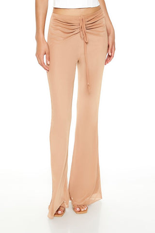 Ruched Drawstring Mesh Pants
