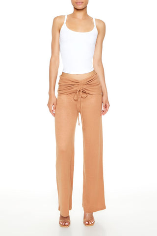 Ruched Drawstring Foldover Pants
