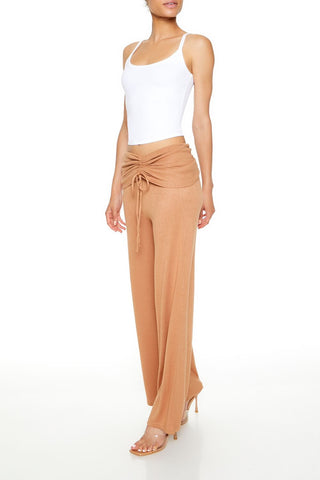Ruched Drawstring Foldover Pants