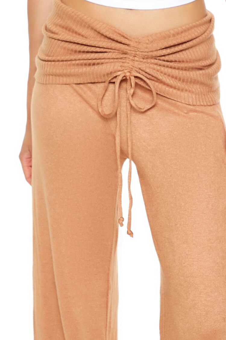  Forever 21 Ruched Drawstring Foldover Pants - camel - Bonton