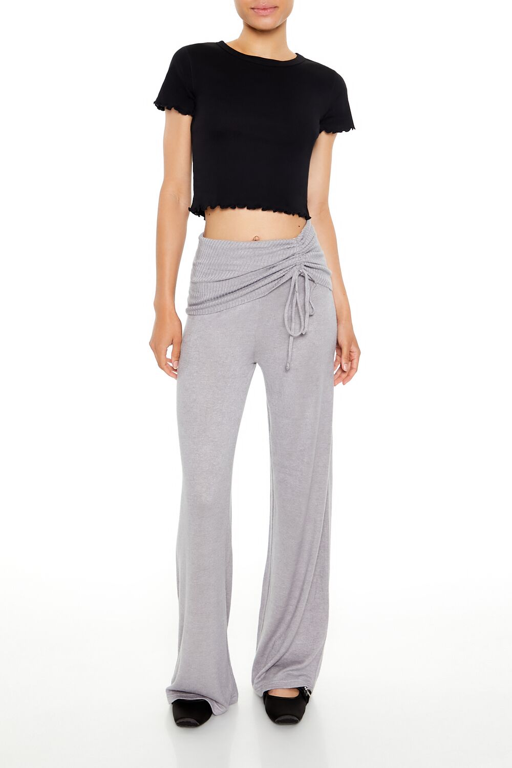  Forever 21 Ruched Drawstring Foldover Pants - camel - Bonton
