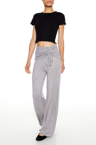 Ruched Drawstring Foldover Pants