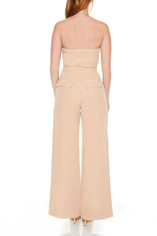 Strapless Tie-Front Cargo Jumpsuit