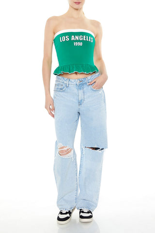 Los Angeles 1990 Ruffle Tube Top