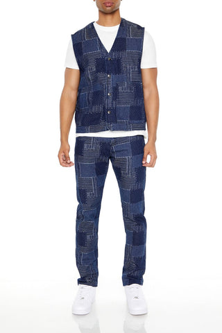 Patchwork Denim Vest