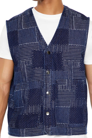 Patchwork Denim Vest