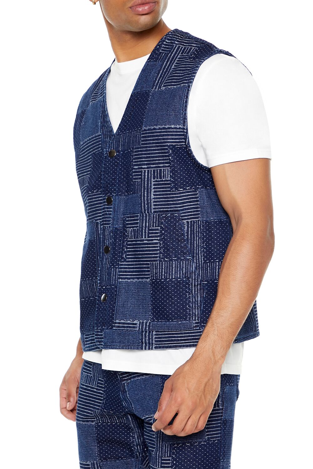  Forever 21 Patchwork Denim Vest - medium-denim-multi-swatch - Bonton