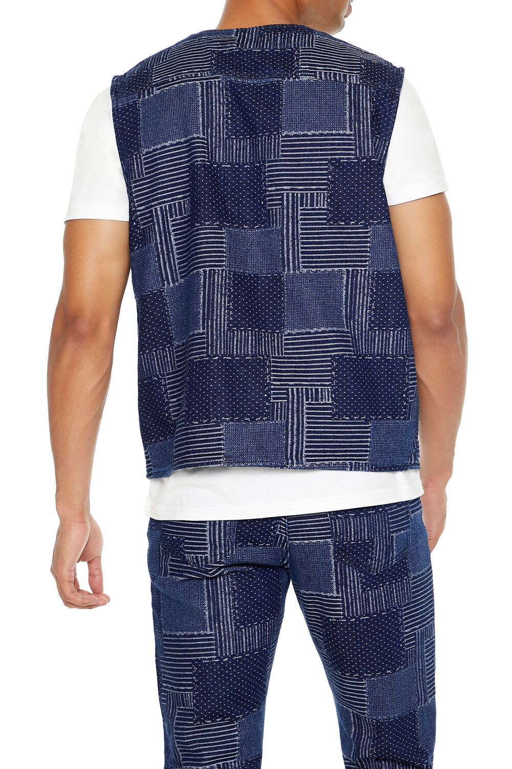  Forever 21 Patchwork Denim Vest - medium-denim-multi-swatch - Bonton