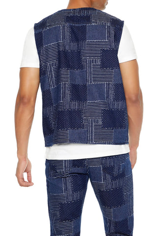 Patchwork Denim Vest
