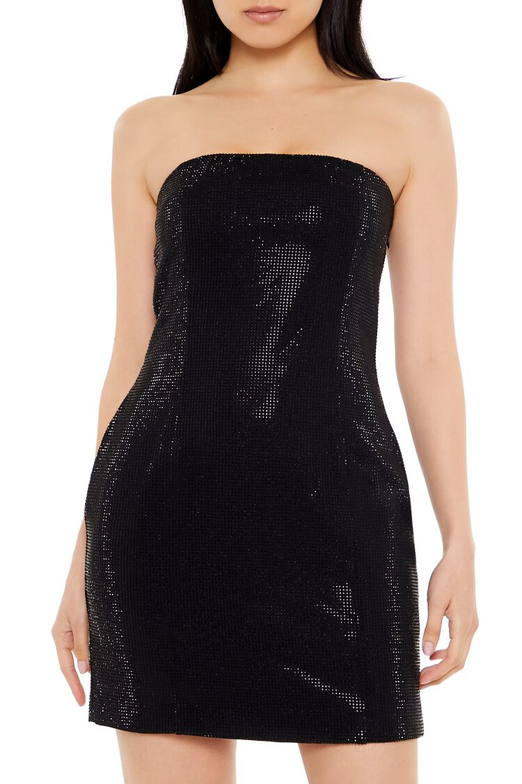 Forever 21 Rhinestone Tube Mini Dress - black-swatch - Bonton