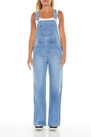 Denim Straight-Leg Overalls
