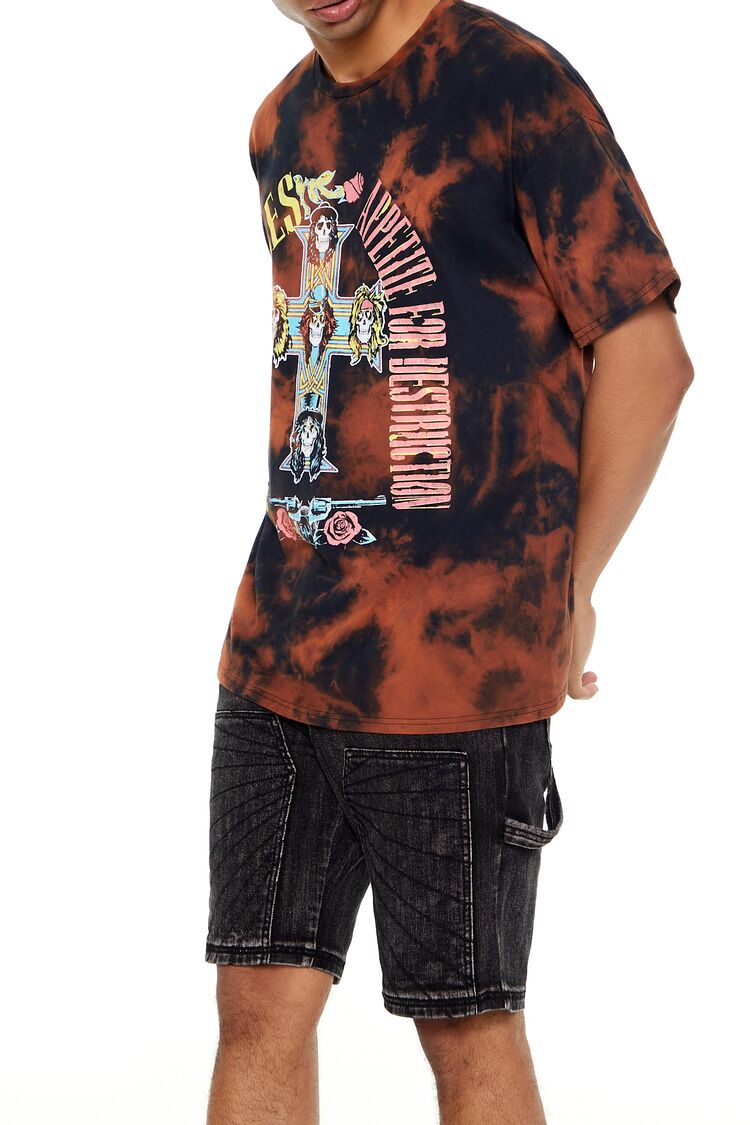  Forever 21 Guns N Roses Bleach Dye Graphic Tee - black multi - Bonton