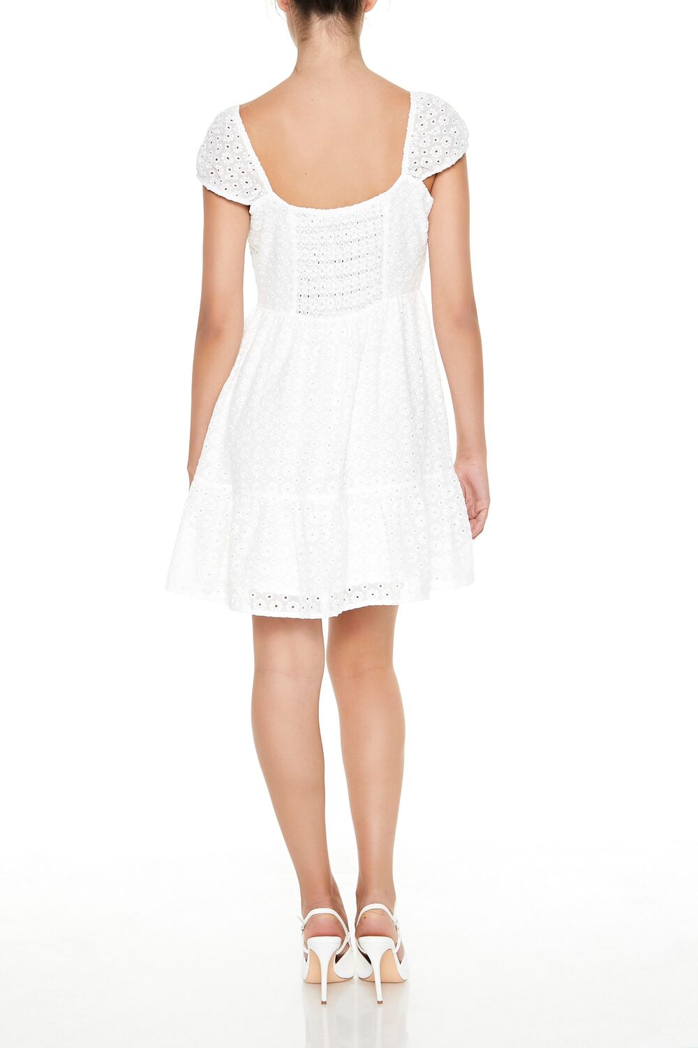  Forever 21 Eyelet Bustier Flounce Mini Dress - white - Bonton