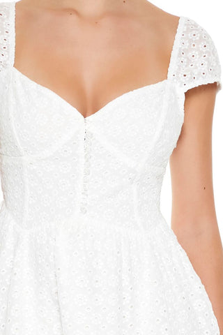 Eyelet Bustier Flounce Mini Dress
