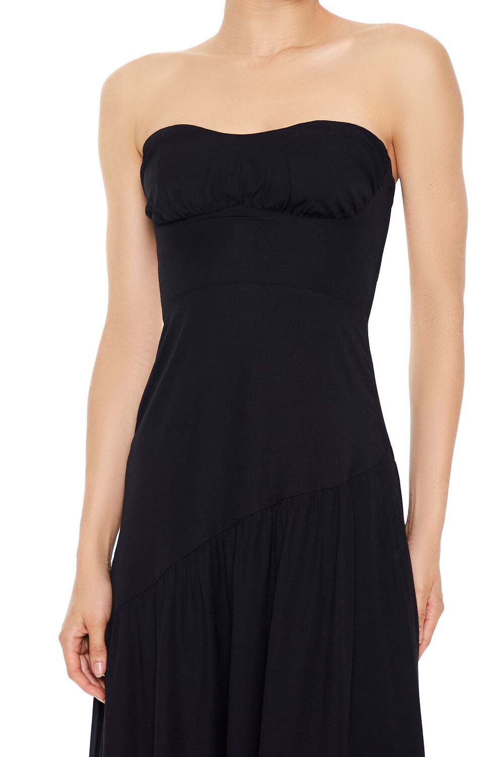  Forever 21 Strapless Asymmetrical Maxi Dress - black-swatch - Bonton