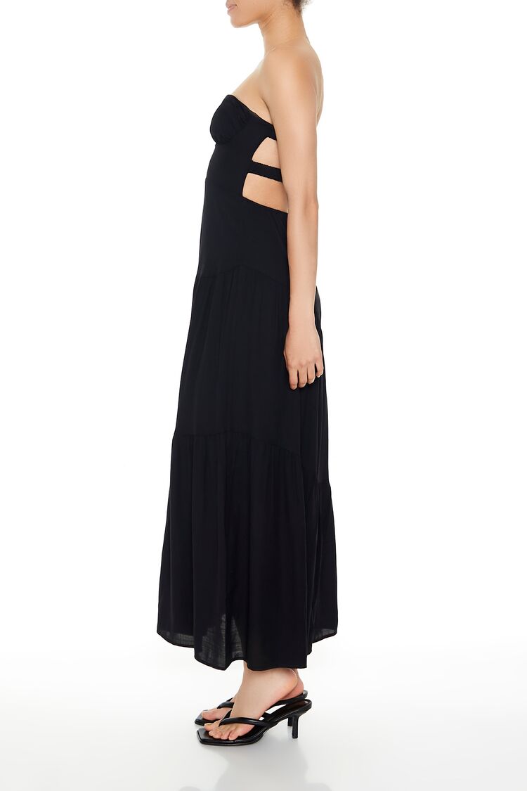 Forever 21 Strapless Asymmetrical Maxi Dress - black-swatch - Bonton