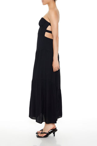 Strapless Asymmetrical Maxi Dress
