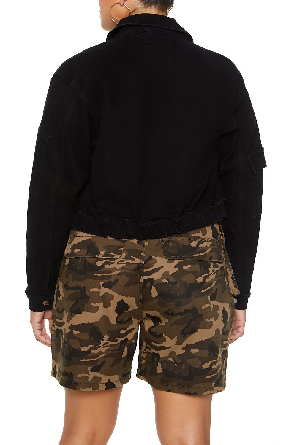  Forever 21 Plus Size Cargo Trucker Jacket - black-swatch - Bonton