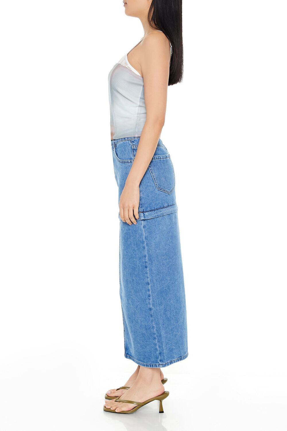  Forever 21 Convertible Denim Maxi Skirt - denim - Bonton