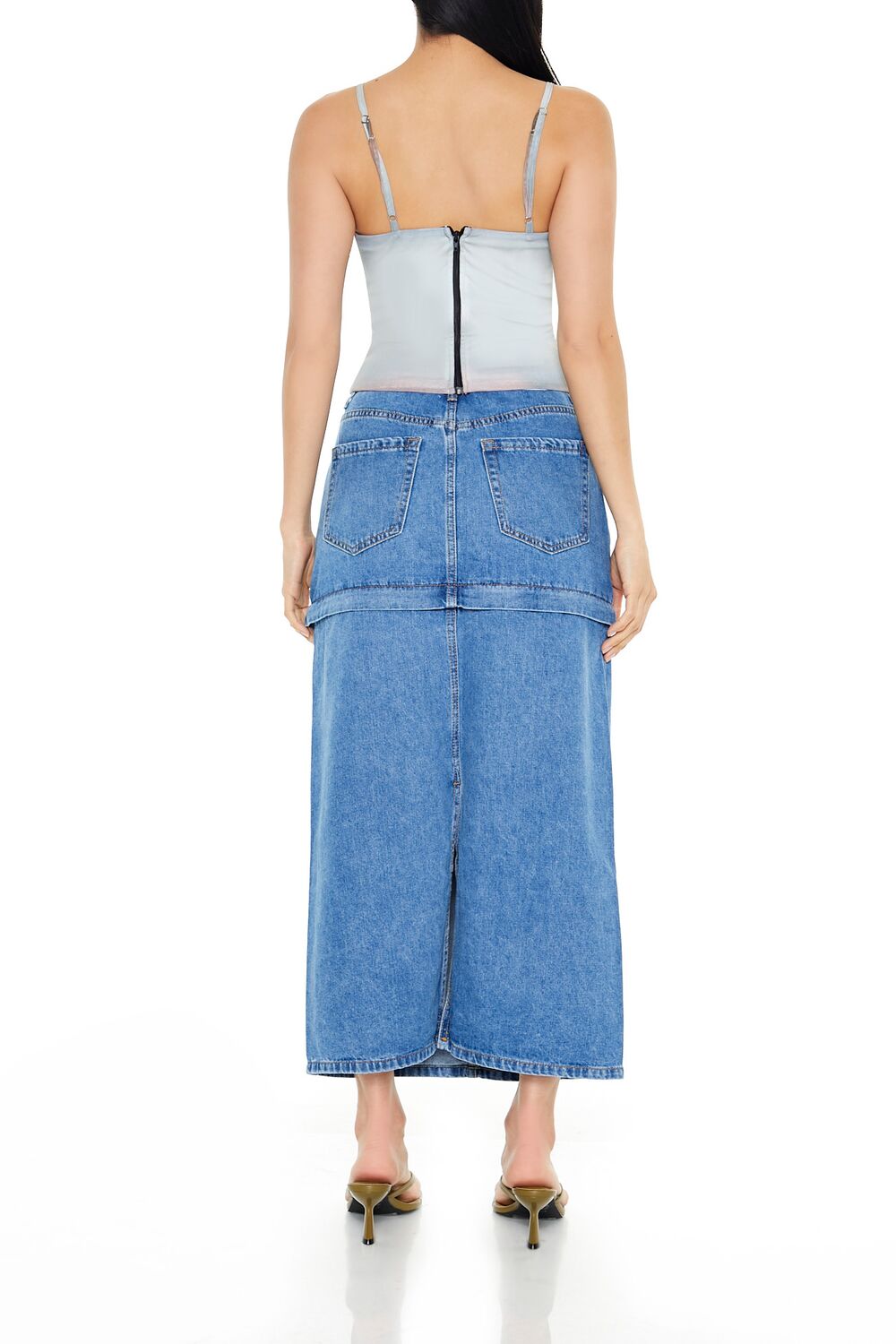  Forever 21 Convertible Denim Maxi Skirt - denim - Bonton