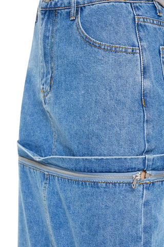 Convertible Denim Maxi Skirt