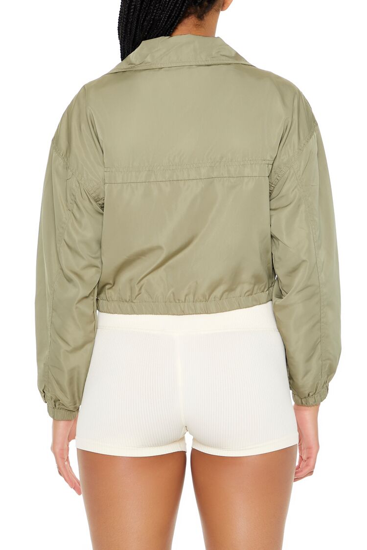  Forever 21 Cropped Cargo Bomber Jacket - green-swatch - Bonton