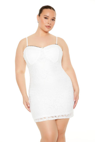 Plus Size Lace Bustier Mini Dress