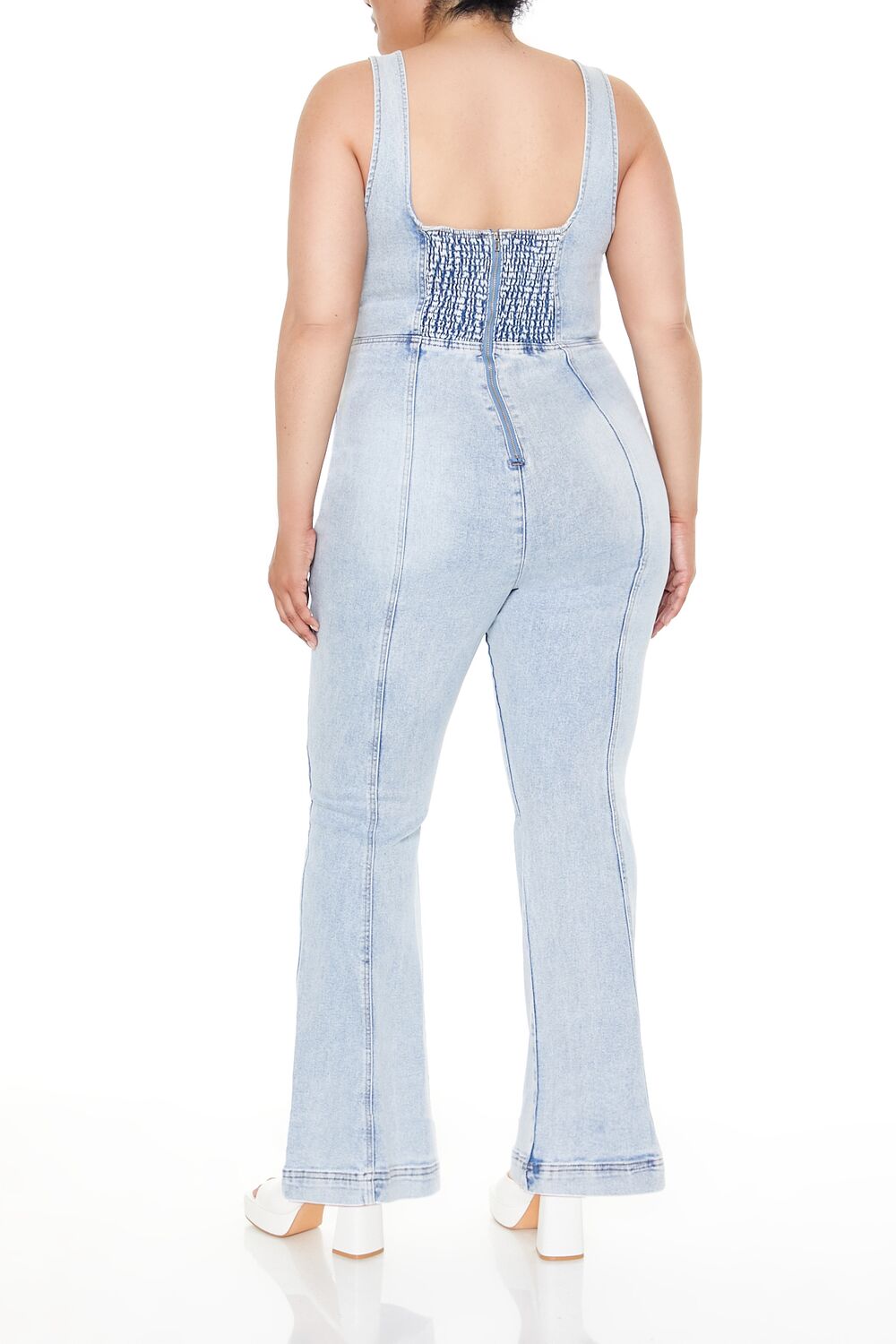  Forever 21 Plus Size Denim Tank Jumpsuit - light-denim - Bonton