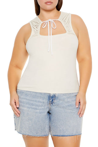 Plus Size Ruched Cutout Tank Top