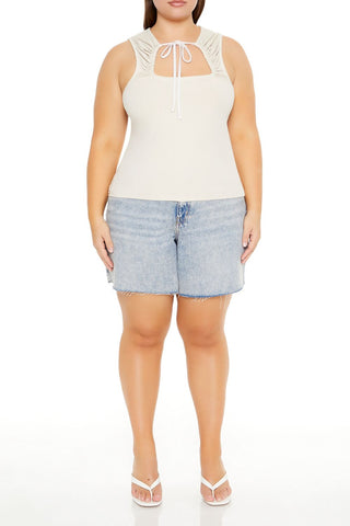 Plus Size Ruched Cutout Tank Top