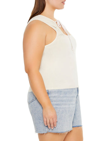 Plus Size Ruched Cutout Tank Top